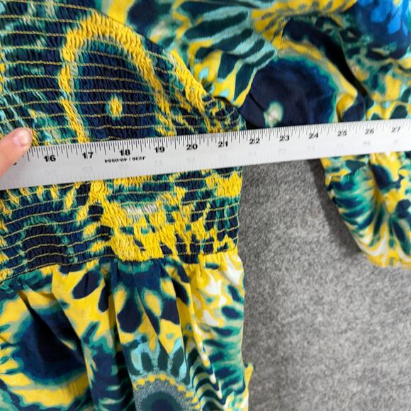 Terra & Sky Blouse Women 2X Plus Yellow Geometric 3/4 Sleeve Square Neck Cotton - Picture 5 of 7